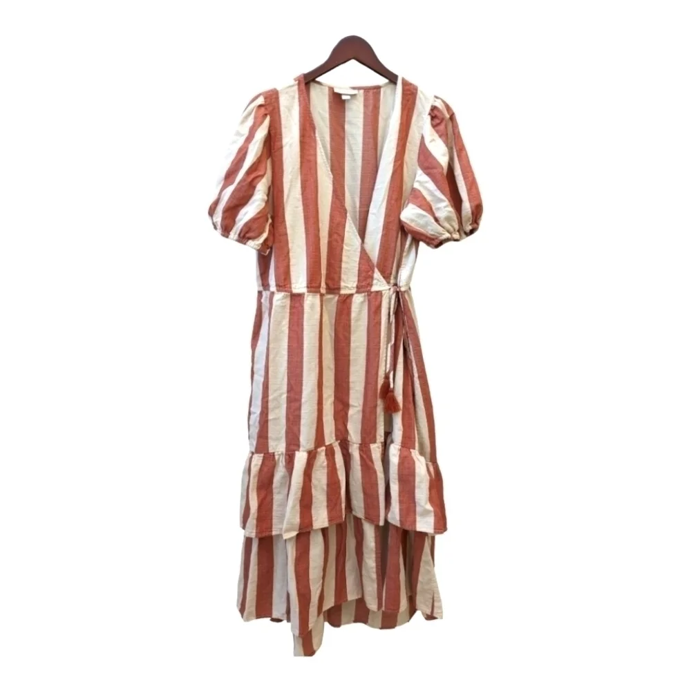 Knox Rose summer wrap maxi stripe dress size large ruffle